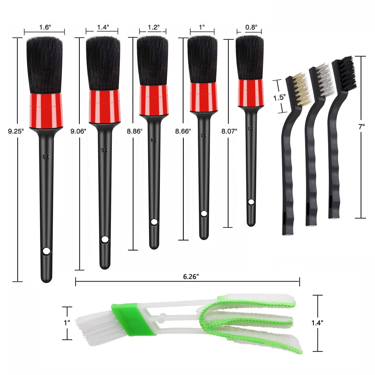 HMPLL 10pcs Auto Car Detailing Brush Set Car Interior Cleaning Kit Includes 5 Boar Hair Detail Brush,3 Wire Brush, 2 Air Vent Brush for Cleaning Car Interior Exterior, Dashboard Engines Leather Wheel