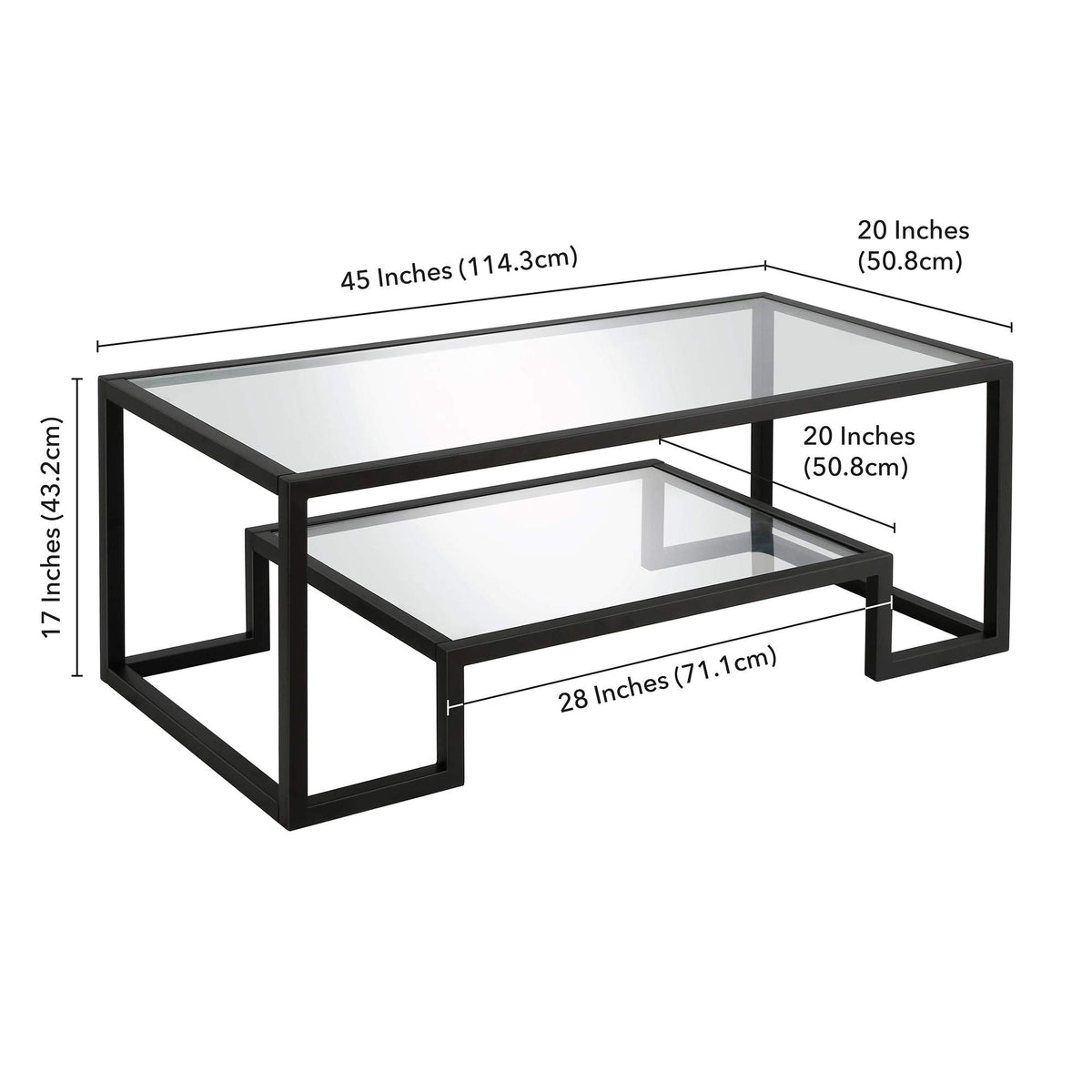 Henn&Hart 45" Wide Rectangular Coffee Table in Blackened Bronze, Modern coffee tables for living room, studio apartment essentials