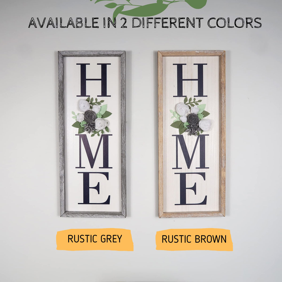 Besuerte HOME Sign Wall Decor, Modern Farmhouse Hanging Wall Art Plaque Gallery with Felt Flower for Letter O for Living Room, Entry, Dining Room Decor, Rustic Brown