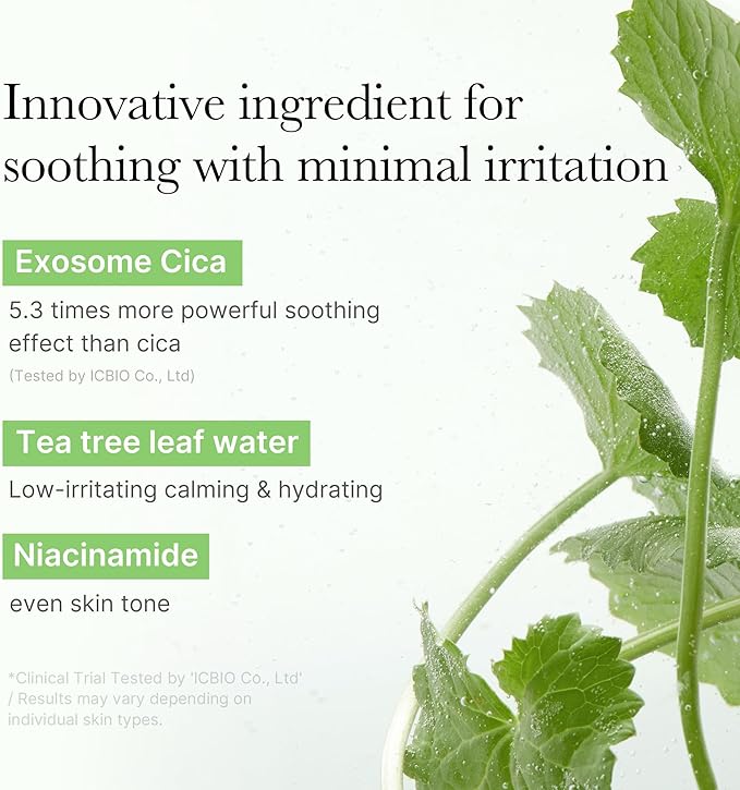 medicube Exosome CICA Tea Tree Calming Toner Pads for Sensitive Skin with Centella Asiatica Help Reduce Redness & breakouts. Low-irritating & Hydrating Daily Care, Korean Skincare, Vegan (100 Pads)