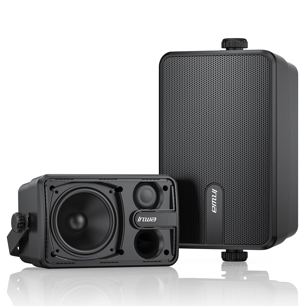 Inwa Outdoor Bluetooth Speakers, Active Passive Wall Mount Speaker, Waterproof Wireless Indoor/Outdoor Stereo Sound System w/Aux in, Suitable for Patio/Porch/Gazebo/Garage(MZ-650, Pair)