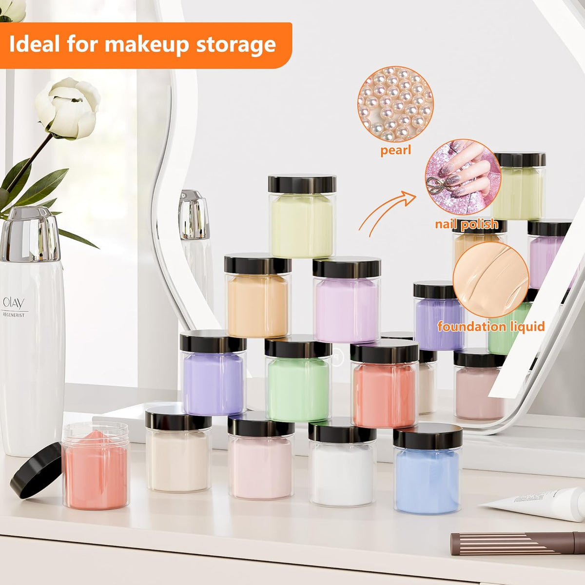 84PCS 4oz/125ml Plastic Jars with Screw On Black Lids Seal Stickers Bottle Lid,Clear Container for Storing Dry Food,Spice,Lotion, Cosmetic, Slime, Honey Jam, Cream, Butter