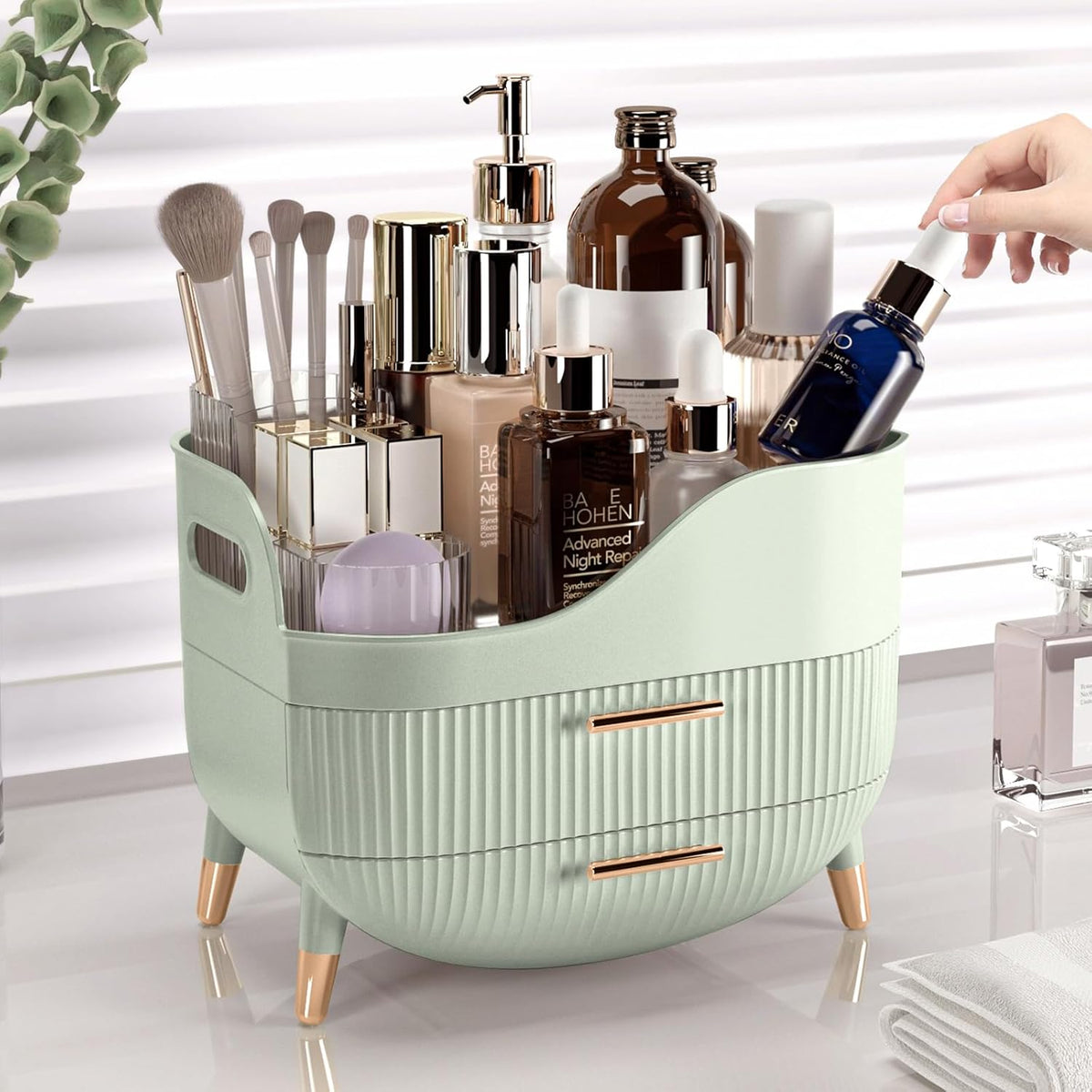 Makeup Organizer with Drawers,Skincare Organizer for Vanity,Storage Box with Handle,Large Cosmetic Display case for Dresser, Bathroom Countertop