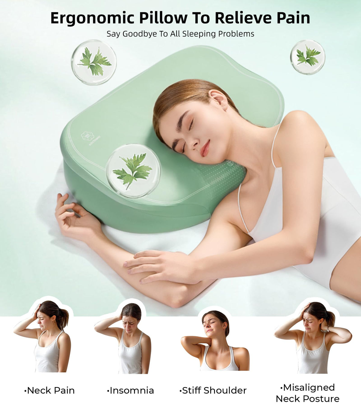 Cervical Neck Pillow for Pain Relief, Ergonomic Memory Foam Pillows for Side, Back, Stomach Sleepers, Lotus Contour Cervical Pillow with Breathable Pillowcase, Adjustable Neck Pillows Without Heat