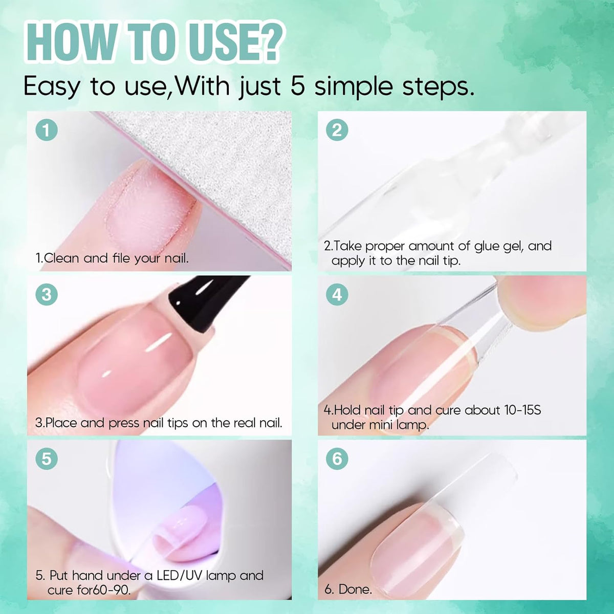 ADHERE Nail Glue Gel 15ml - Adhesive for Press On Nails, Nail Extension, UV Curing Needed, Long Lasting Bond for Acrylic Fake Nails, Salon Art DIY at Home