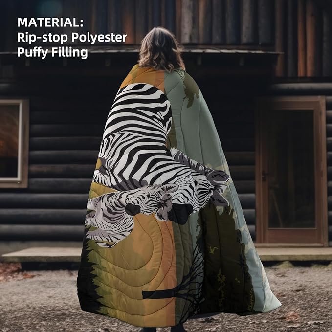 Outdoor Puffy Camping Blanket, Lightweight Windproof Warm Stadium Blanket, Packable Travel Camping Quilt for Cold Weather, Hiking, Backpacking, Sleeping, Hammock, Adventure 78"x 56"