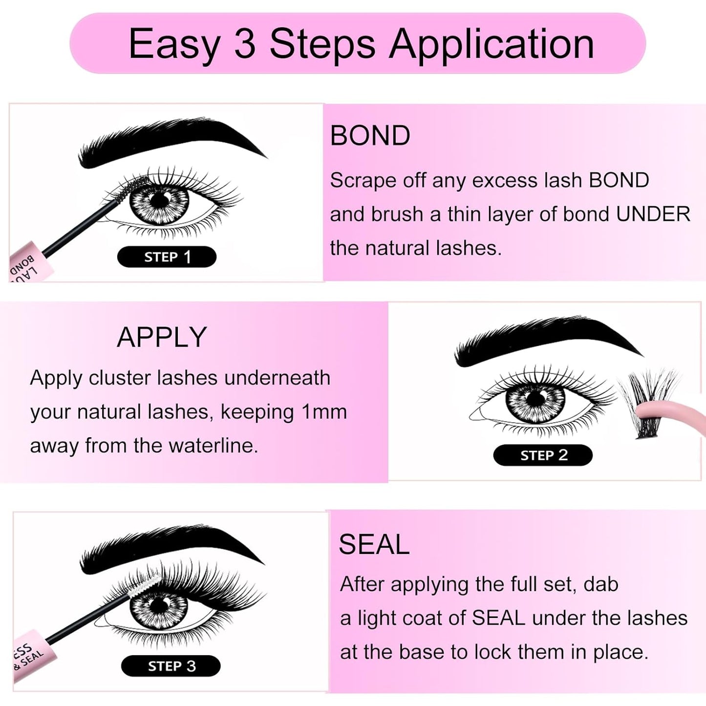 Lash Clusters Kit LAUBESS DIY Lash Extension Kit Lash Bond and Seal Waterproof Lash Glue Remover Tweezers Brush Cluster Eyelash Extensions Kit Eyelash Clusters (Kit 30D/40D-D-Mix14-18)