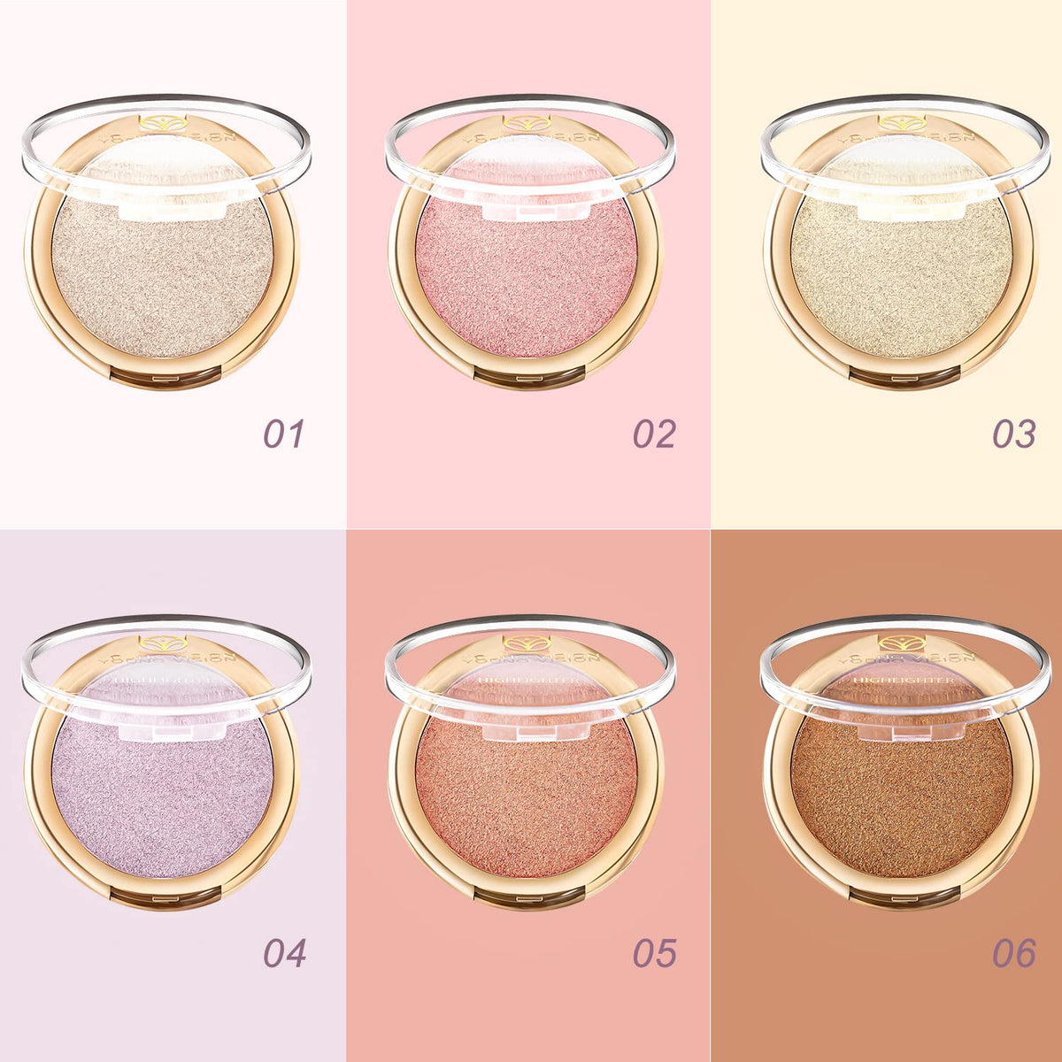 YOUNG VISION Pressed Powder Highlighter, Baked Natural Glow Contour Powder & Face Highligher, Cruelty-Free, Shimmer Highlighting Makeup for Face, Eye, Eyeshadow, Body, Skin (Cinnamon)