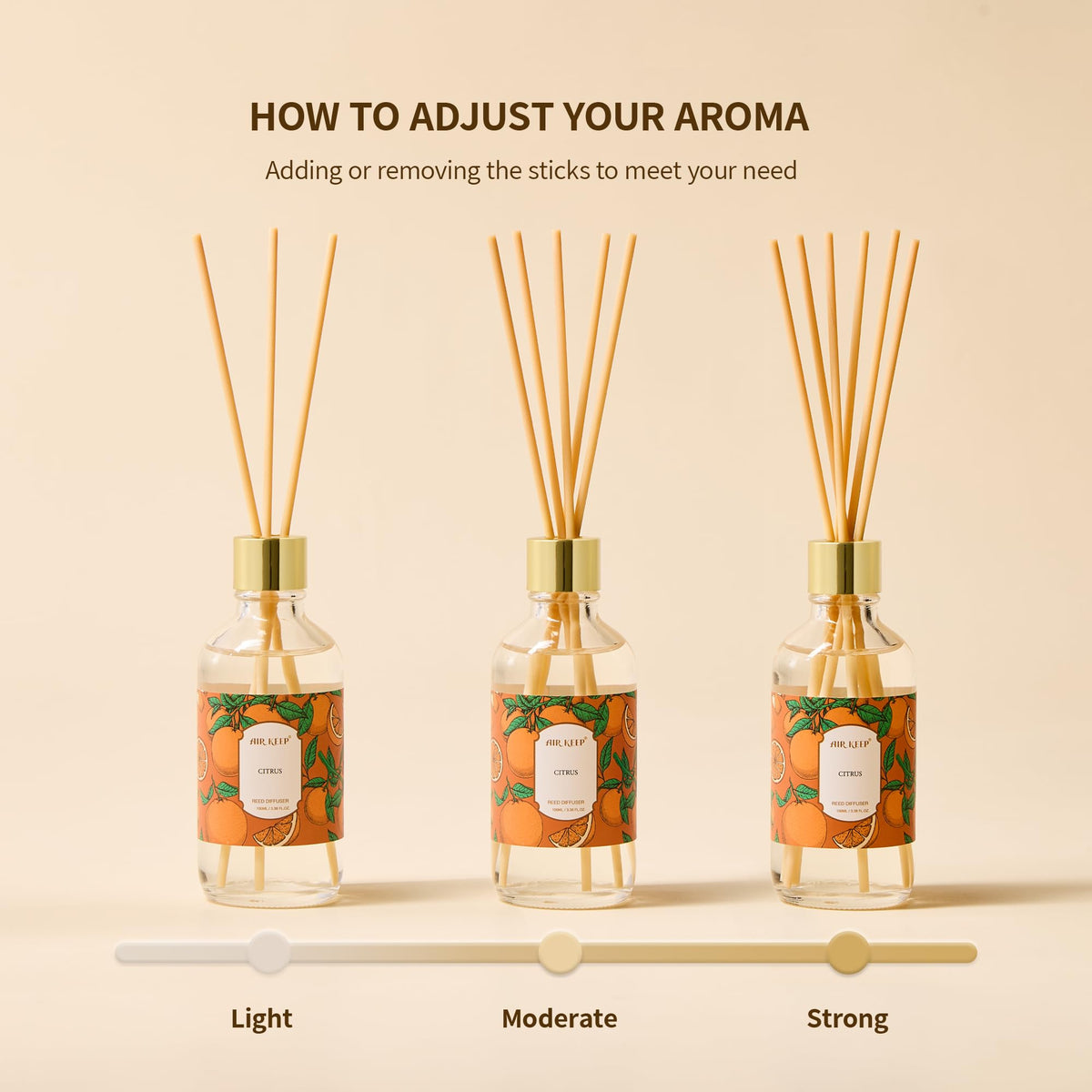 Airkeep Reed Diffuser Oil Set with Reed Sticks,Rose Aromatherapy Oil Scent Diffuser for Home Office Bathroom Decoration Perfume and Gifts 200ml/6.76 oz