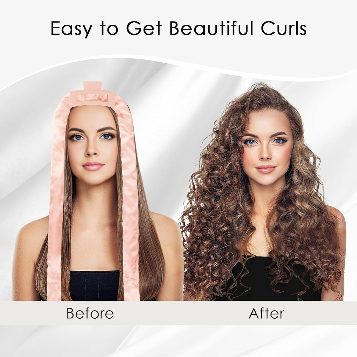 weiwei Satin Heatless Curls Overnight Hair Curler Headband, No Heat Curls Overnight Hair Curlers to Sleep In, 70" Hair Curlers No Heat, 9 Pcs Satin Heatless Curling Set for Women Long Hair