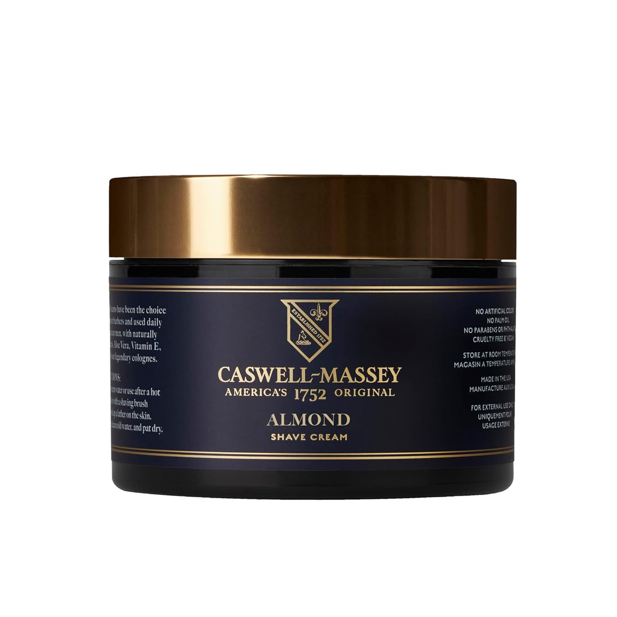 Caswell-Massey Heritage Almond Shave Cream, Natural Men’s Shaving Cream for Smooth Beard Shaving, Soothing for Sensitive Skin, USA Made, 8 Fl Oz