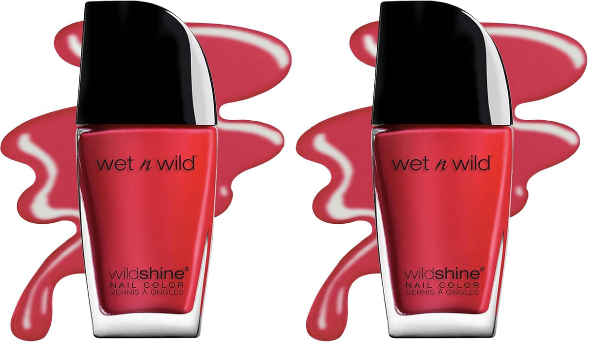 wet n wild Nail Polish Wild Shine, Red Red, Nail Color (Pack of 2)