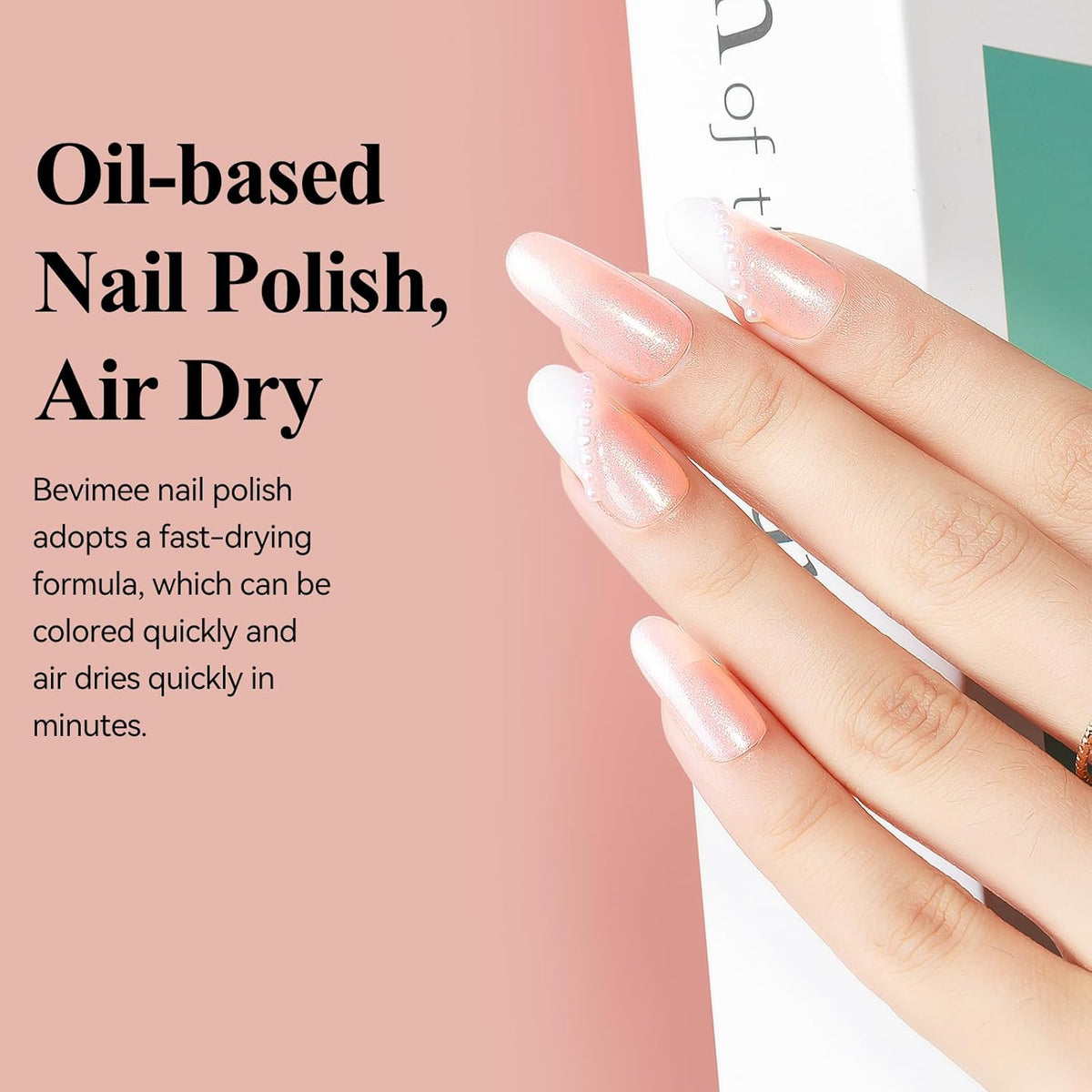 Nail Polish, Air Quick Dry, Light Pink Shimmer Nail Lacquer Non-Gel Nail Art Polish Fast Drying Nail Pigment Oil-based Holographic Fingernail Concealer Polish, 1PC 12ML Long Last