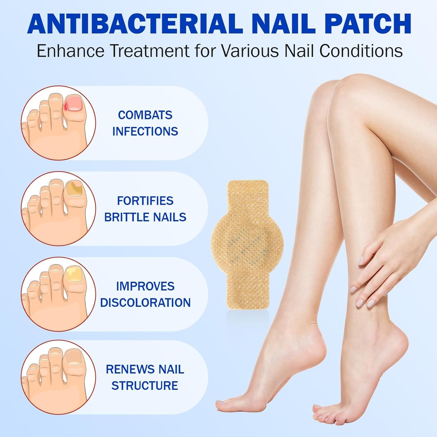 21 PCS Nail Patches ，Toenail Treatment Patch Extra Strength 8-Hour ，Nail Repair Patches,Nail Repair for Restores Damaged Nails and Appearance of Discolored，Overnight Renewal for Men and Women（2pack）