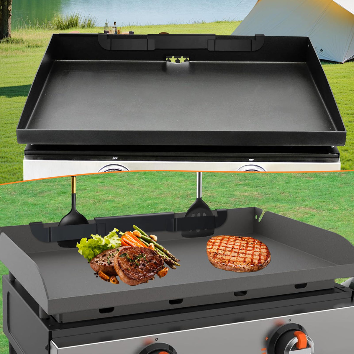 Blackstone Upgraded Rear Griddle Grease Catcher – BBQ Oil Drainer & Grease Funnel with Spatula Holder, Compatible Drain Kit for 36", 28", 22", and 17" Blackstone Griddles