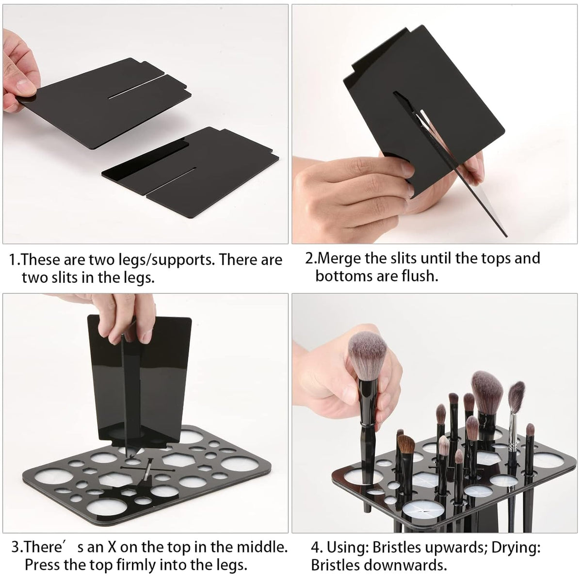 Makeup Brushes Drying Rack, Brushes Dryer, Collapsible 28 Slot Acrylic Brush Holder Stand Tree Tray Support Display for Makeup Artist Acrylic Nail Brushes Makeup Lovers