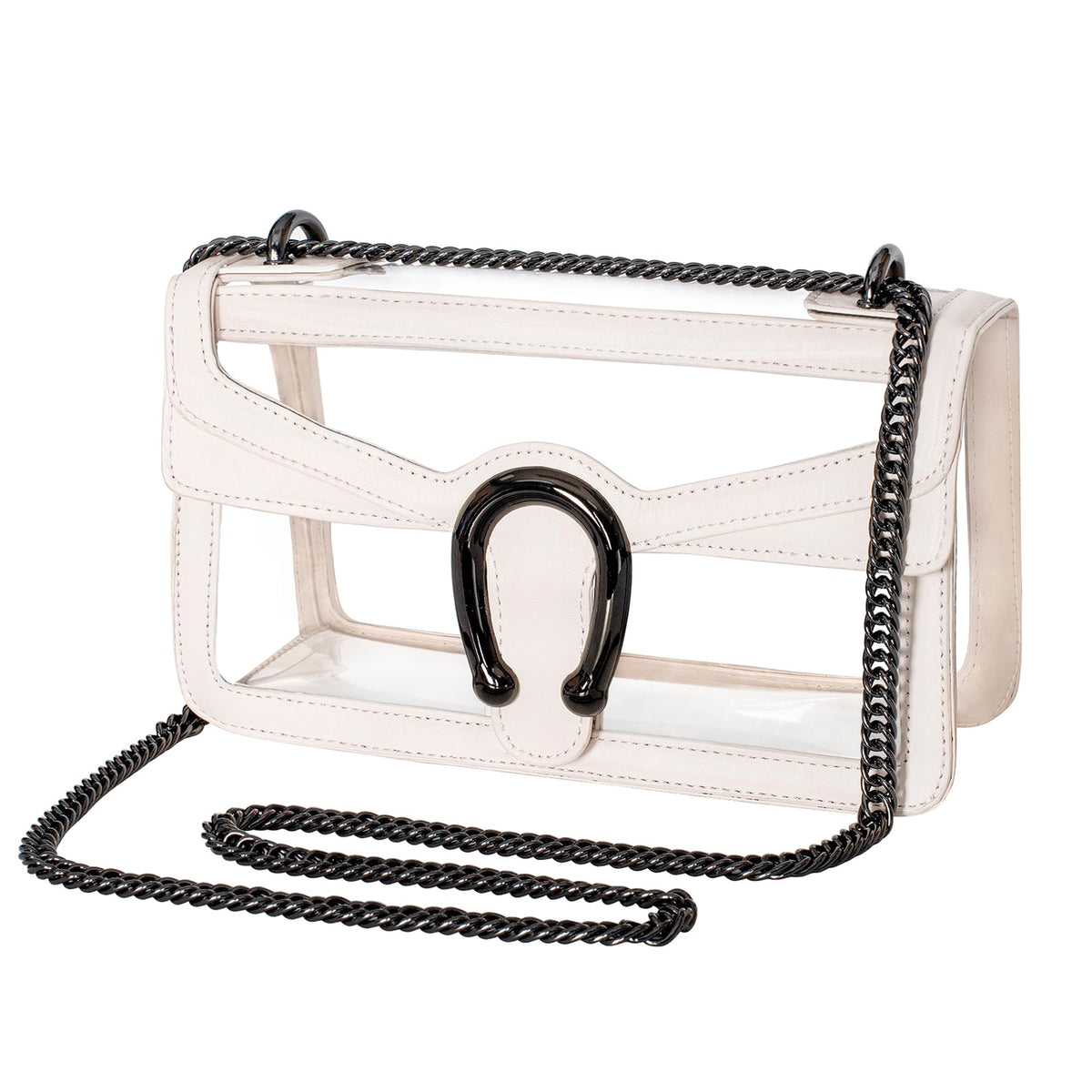 Joryin Clear Bag for Women Stadium Approved Clear Purse Shoulder Crossbody Bag Fashion Small Handb Clutch Transparent, Black Cream
