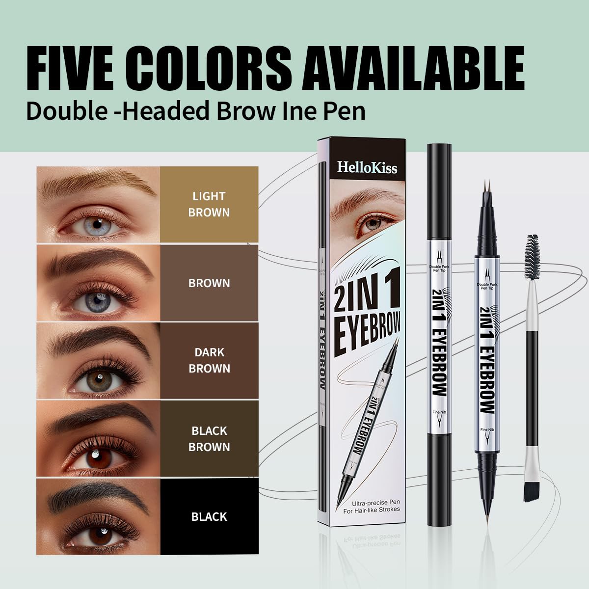 Eye Brow Pencils for Women Brown,2-in-1 Dual-Ended Eye Brow Pencil with 2-Fork-Tip and Precise Brush-Tip, Microblading Eyebrow Pen for Waterproof Long Lasting Natural Hair-Like Brows(Brown)