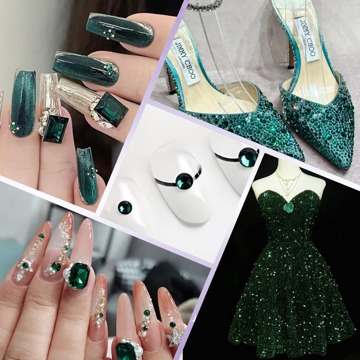 2000PCS SS12 Flatback Rhinestones | 12-Facet Diamond-Cut Glass Gems for Nail Art, Clothing, DIY Crafts |Glue-On Decoration Stones with Silver Backing(Emerald)