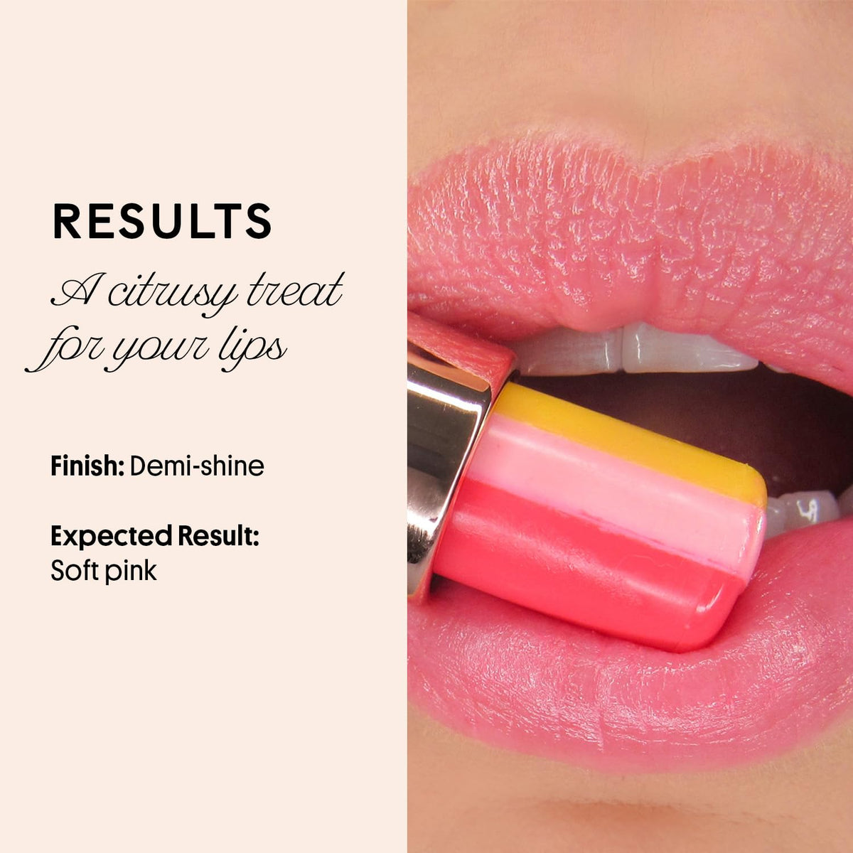 Winky Lux Pink Lemonade Tri-Color Tinted Lip Balm – Lip Care with Jojoba Oil & Vitamin E, Sheer Tint, Juicy Citrus Scent, Softens and Hydrates Dry Lips