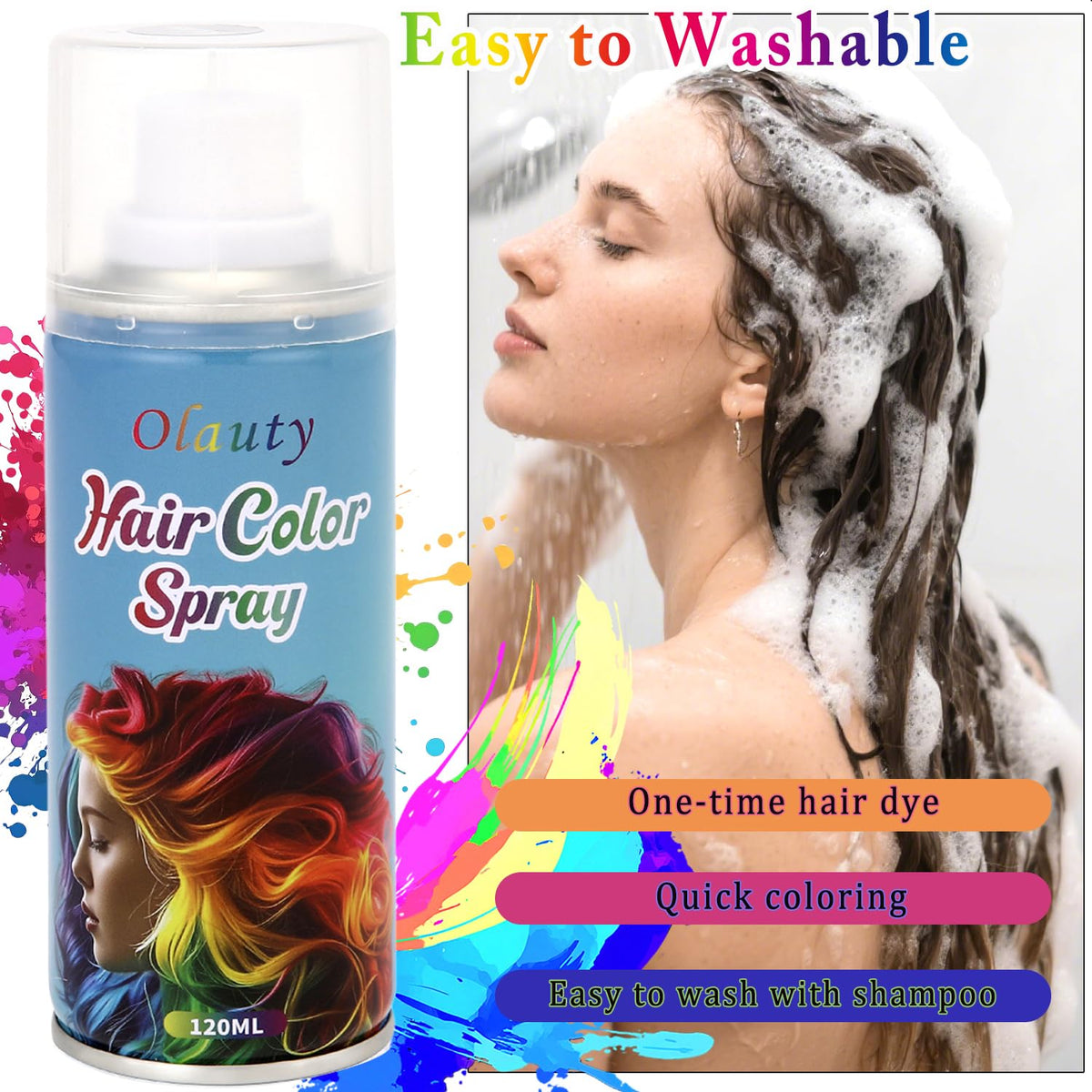 Gray Hair Spray, Temporary Hair Color Spray For Kids Women Men,Washable One-Time Use Hair Dye Wax, Non-Sticky Hair Coloring Pomades for Cosplay Party, Halloween DIY Crazy Hair Day (Gray)