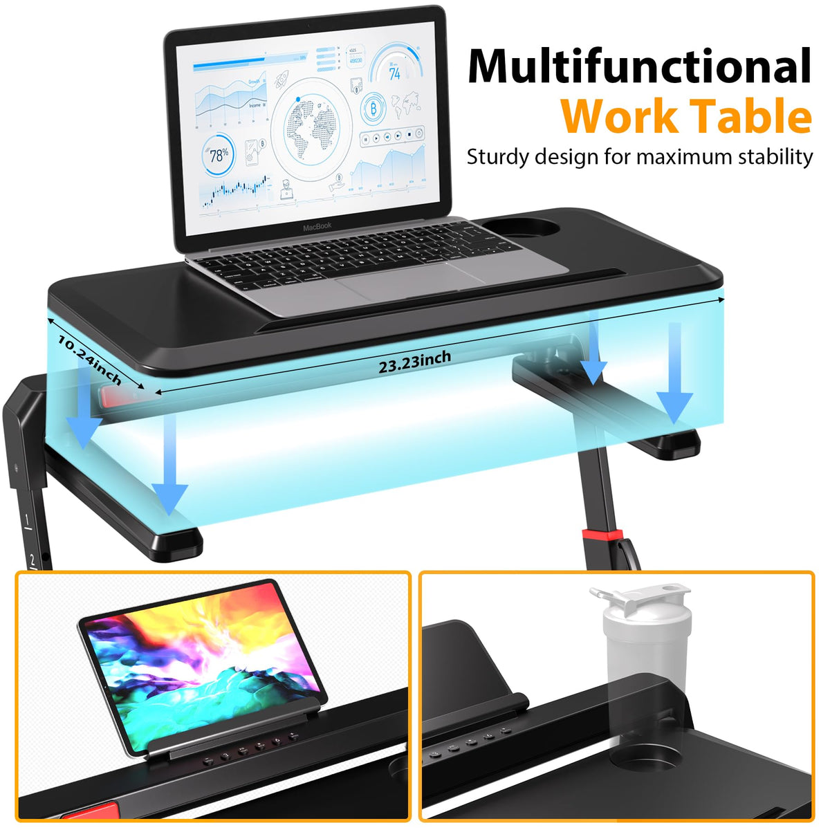 HiFast Walking Pad Treadmill, 3.0HP Under Desk Treadmills with Handle Bar and Incline, 300lbs Capacity with Removable Desk Workstation, Foldable Treadmill with Remote Control, APP for Home Office