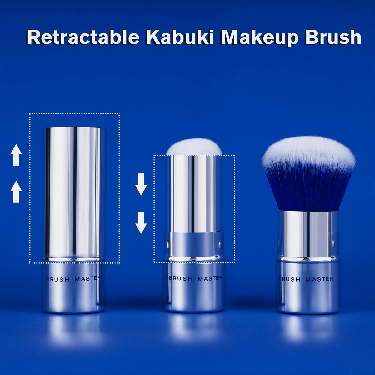 Brush Master Retractable Kabuki Makeup Brush Travel Powder Brush for Foundation, Blush, Bronzer, Concealer, Portable Brush w/Cover…