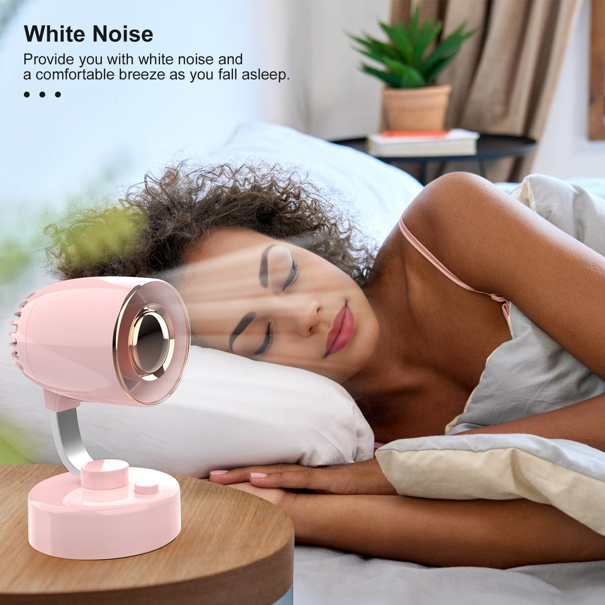 Mr. Young Quiet Portable Desk Fan - 4-Speed Adjustable 150° Oscillating USB-C Rechargeable Small Mini Fan with 10+ Hours Battery Life Perfect Table Fan for Home/Office/Dorm (Pink)