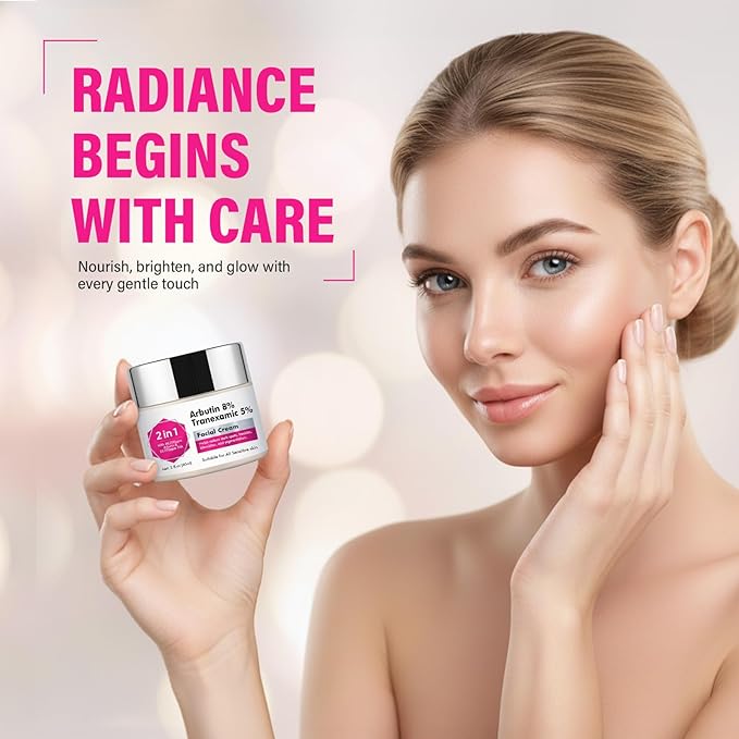Hemir 8% Arbutin & 5% Tranexamic Acid Cream - Brightening Face Cream for Dark Spots & Hyperpigmentation, Melasma Treatment with Alpha Arbutin, Moisturizing & Even Skin Tone