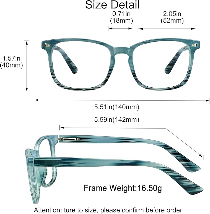 YEIN Bifocal Reading Glasses with Blue Light Blocking Lenses, Bifocal Reader for Women and Men, Vintage Square frame with Spring Hinge (+0.50/+3.00 magnification)