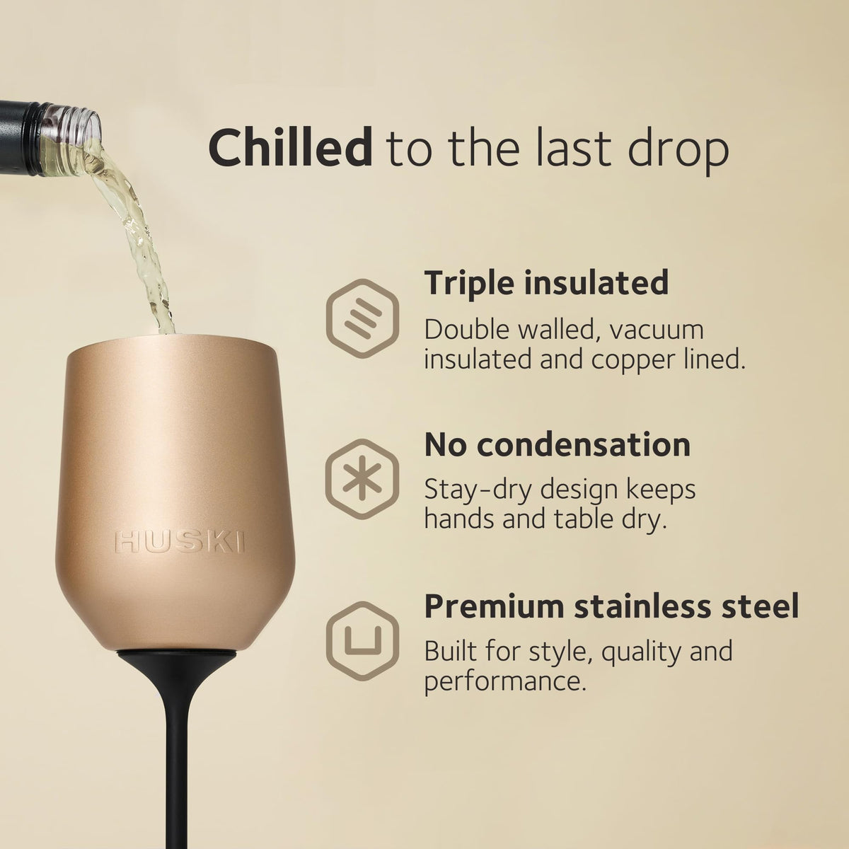 Huski Wine Tumbler 2.0 | NEW | Award-winning Design with Detachable Stem | Premium Stainless Steel Wine Glass with Lid | Triple Insulated Tumbler | 12oz Capacity | Great Gift (Powder Pink)