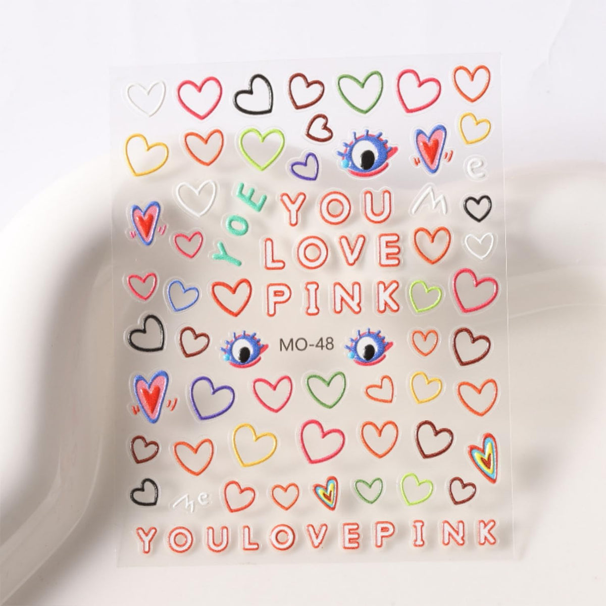3 Sheets Valentine's Nail Stickers - 5D Embossed Heart Nail Decals for Valentine's Day - Cute Colorful Heart Design for Women & Girls