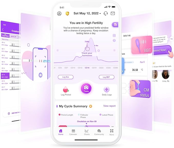 Easy@Home Ovulation Test Predictor Kit : Accurate Fertility Test for Women (Width of 5mm), Fertility Monitor Test Strips, 50 LH Strips with 50 Urine Cups