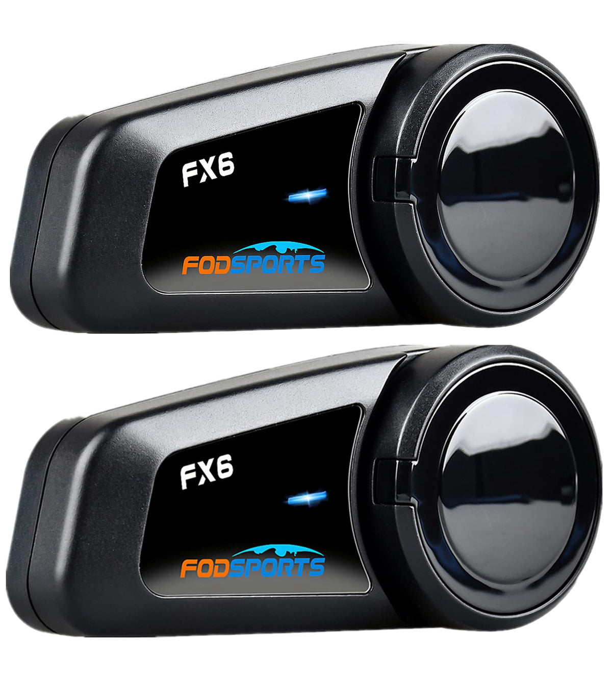 Fodsports FX6 Motorcycle Bluetooth Headset 2 Pack, 6 Riders Group Motorcycle Intercom Bluetooth, 1000M Motorbike Helmet Communication Systems/Voice Command/Universal Pairing/FM Radio