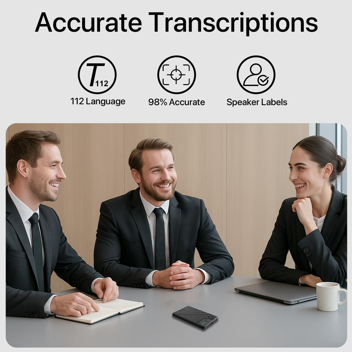 AI Voice Recorder, App Control, Transcribe & Summarize by ChatGPT, Support 112 Languages, 60H Recording, 64GB Memory, Digital Audio Recorder for Lectures, Meetings, Calls