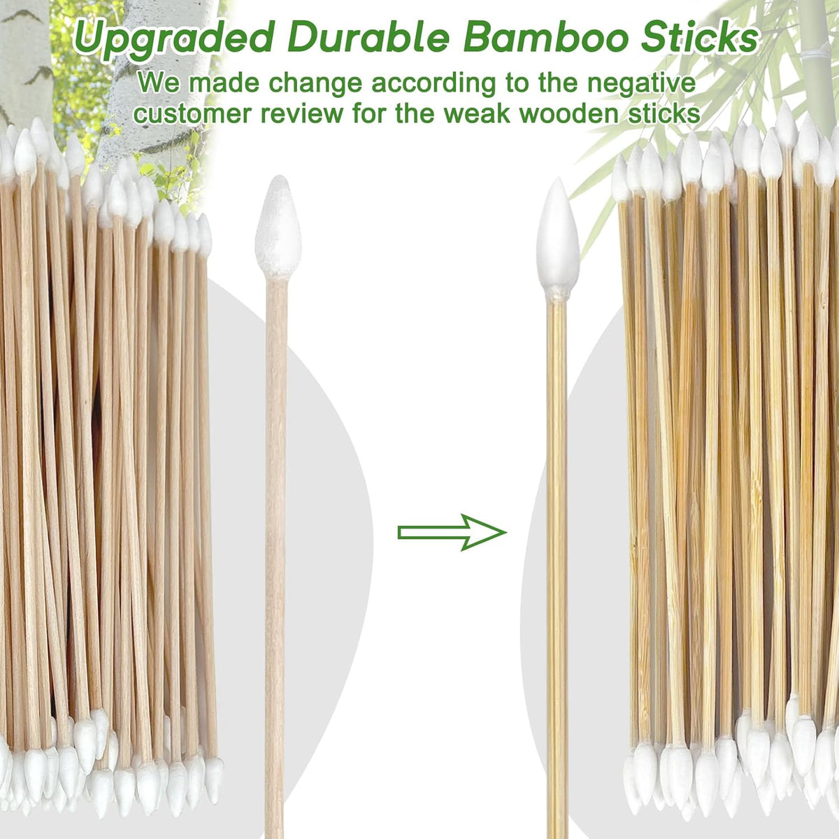Eyxformula 200 Pcs 6 Inch Gun Cleaning Cotton Swabs with Double Pointed Tips, Strong Bamboo Sticks, Lint Free Long Cotton Swabs for Precision Cleaning Firearms, Electronics, Tight Spots, Detailing