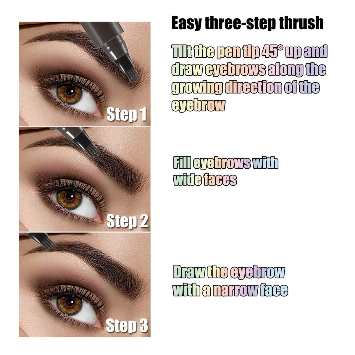 Liquid Eyebrow Pen, Waterproof Microblading Eyebrow Pencil with a Micro-Fork Tip Applicator, Creates Natural Looking Brows Effortlessly
