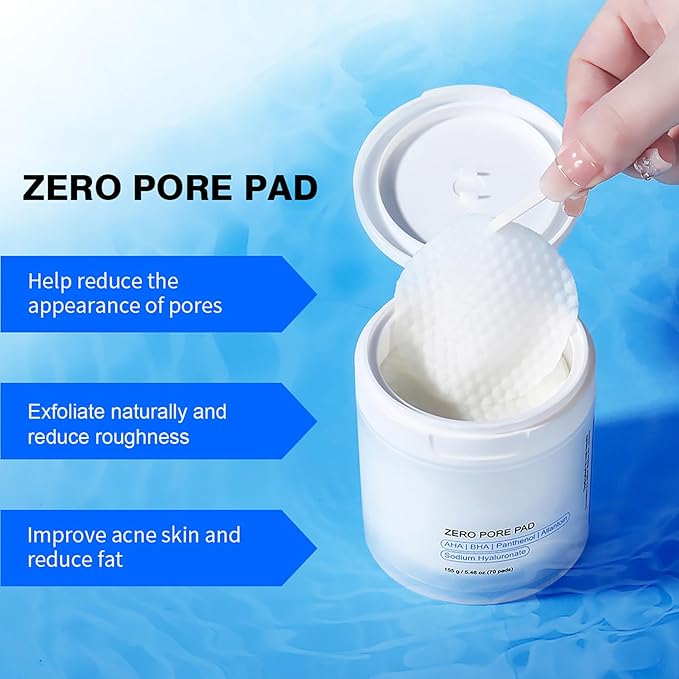 Salicylic Acid Toner Cotton Pads For Face, with AHA BHA Glycolic acid Gentle Exfoliator Pore Cleaner & Minimizer Blackhead Whitehead Remover for Oily and Acne-Prone Skin 70 Sheets
