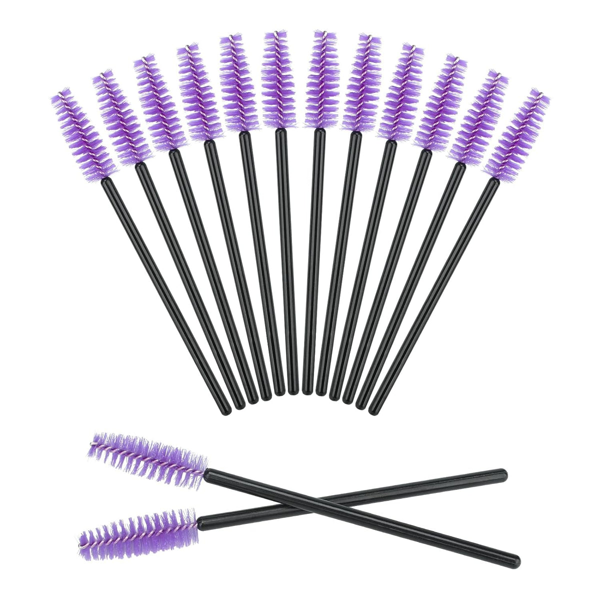 G2PLUS 100PCS Disposable Eyelash Brushes, Adjustable Mascara Wands Makeup Applicator, Lash Spoolies Brushes for Eyelash Extensions and Eyebrows (Purple)