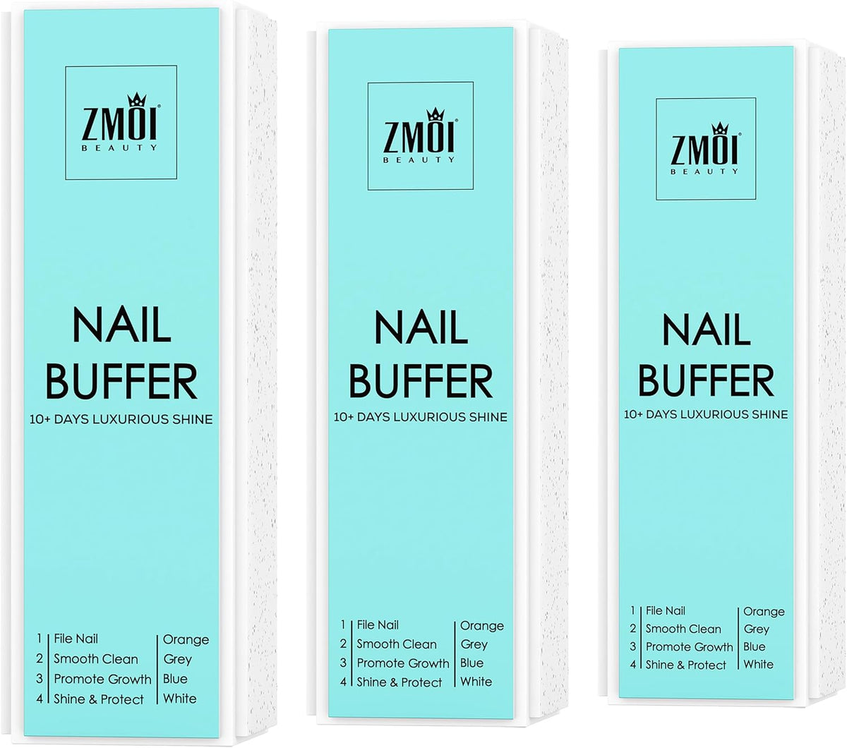 Pro Nail Buffer Block – 3 Pack Luxurious Shine Korean 4-Way Nail Buffing Block – Natural Shine Nails – Manicure/Pedicure Tools for Home and Salon