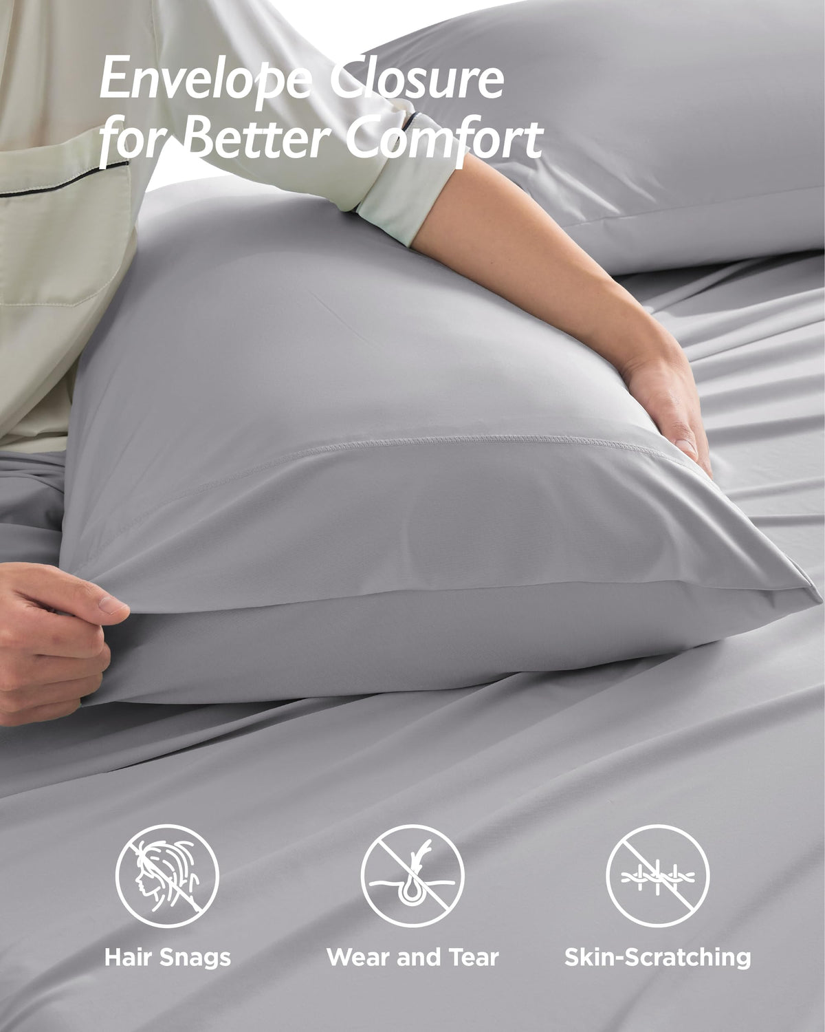 Breescape Cooling Pillow Cases King Size - BlendTek™ Dry & Cool Technology for Hot Sleepers and Night Sweats, Ultra Soft & Smooth Pillowcases for Hair & Skin Care, Set of 2, 20" x 36", Misty Gray