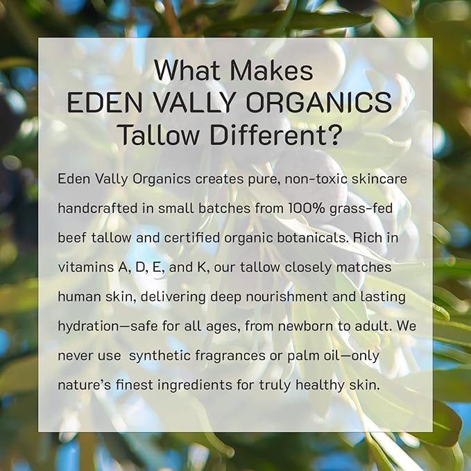Handcraft Beef Tallow Balm For Skin/Face/Body, Herb-infused Tallow Moisturizer, Organic Unscented Skincare for Eczema, Rosacea - 2 fl oz