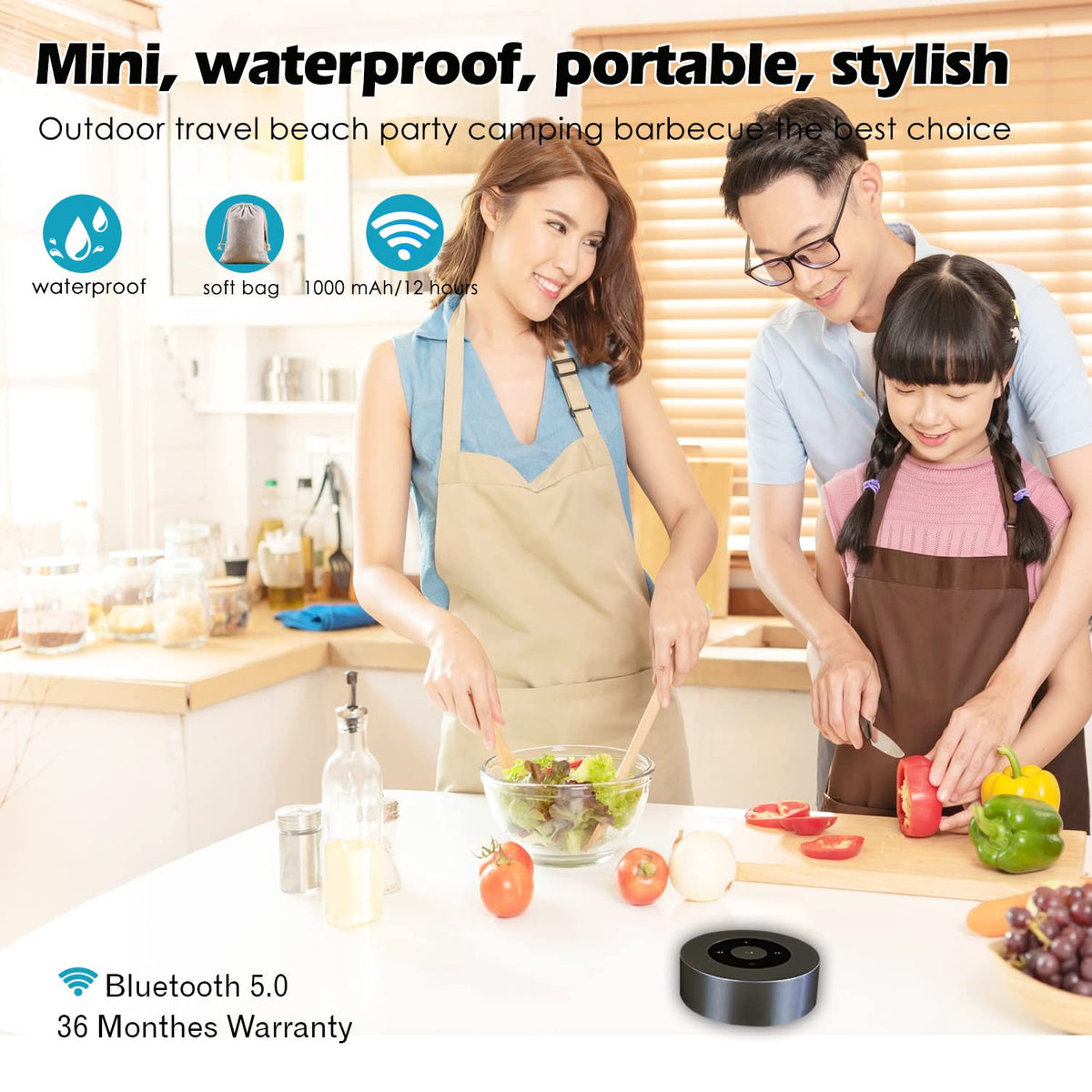 LED Smart Touch Play Bluetooth Speaker/Portable Wireless Speakers with HD Sound / 12-Hour Playtime/Bluetooth 5.0 / TF Card Support Play/Aux in Port Speaker (Gray)