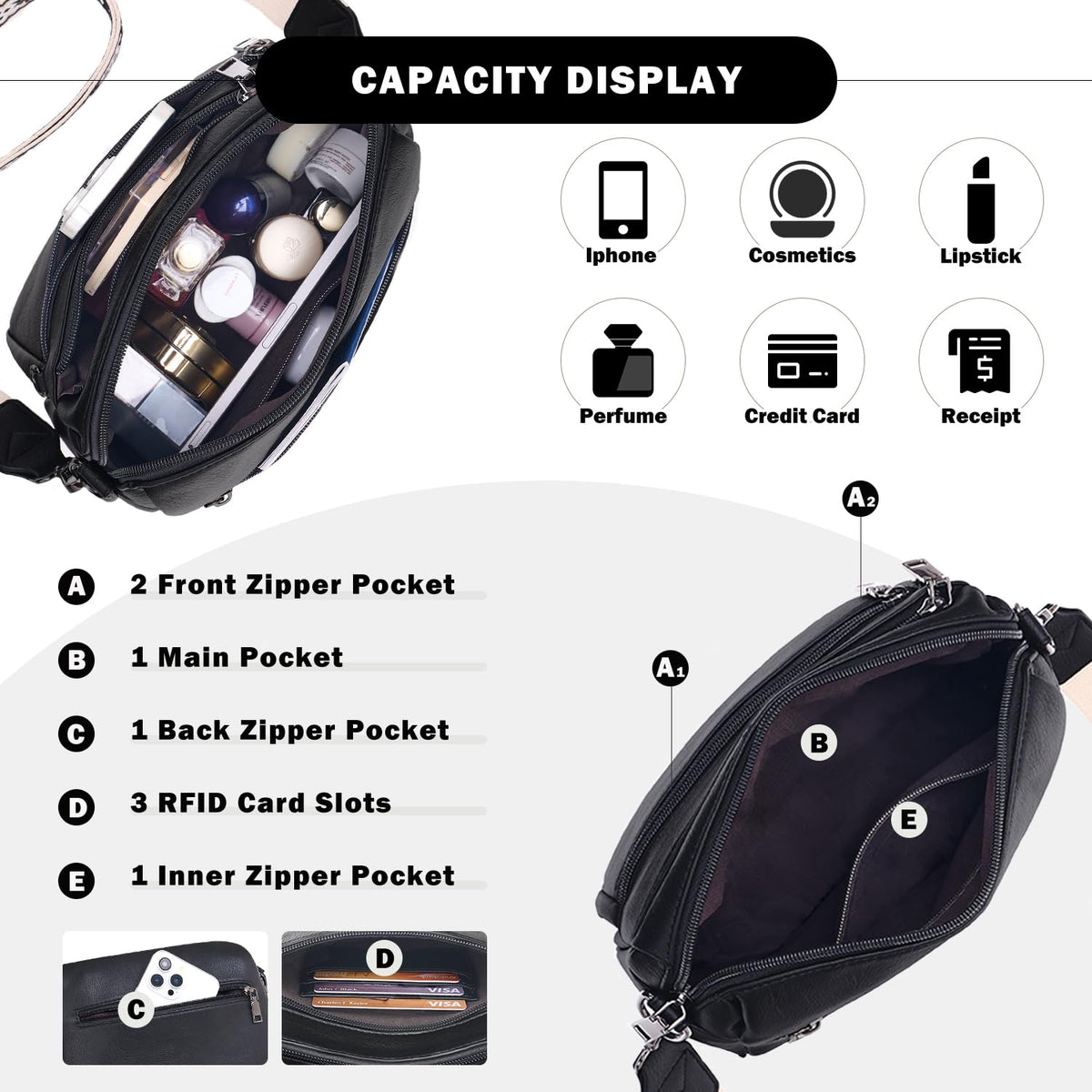 ATERITSSI Crossbody Purses for Women Trendy,Vegan Leather Crossbody Bags,Cell Phone Camera Shoulder Handbags with Card Slots