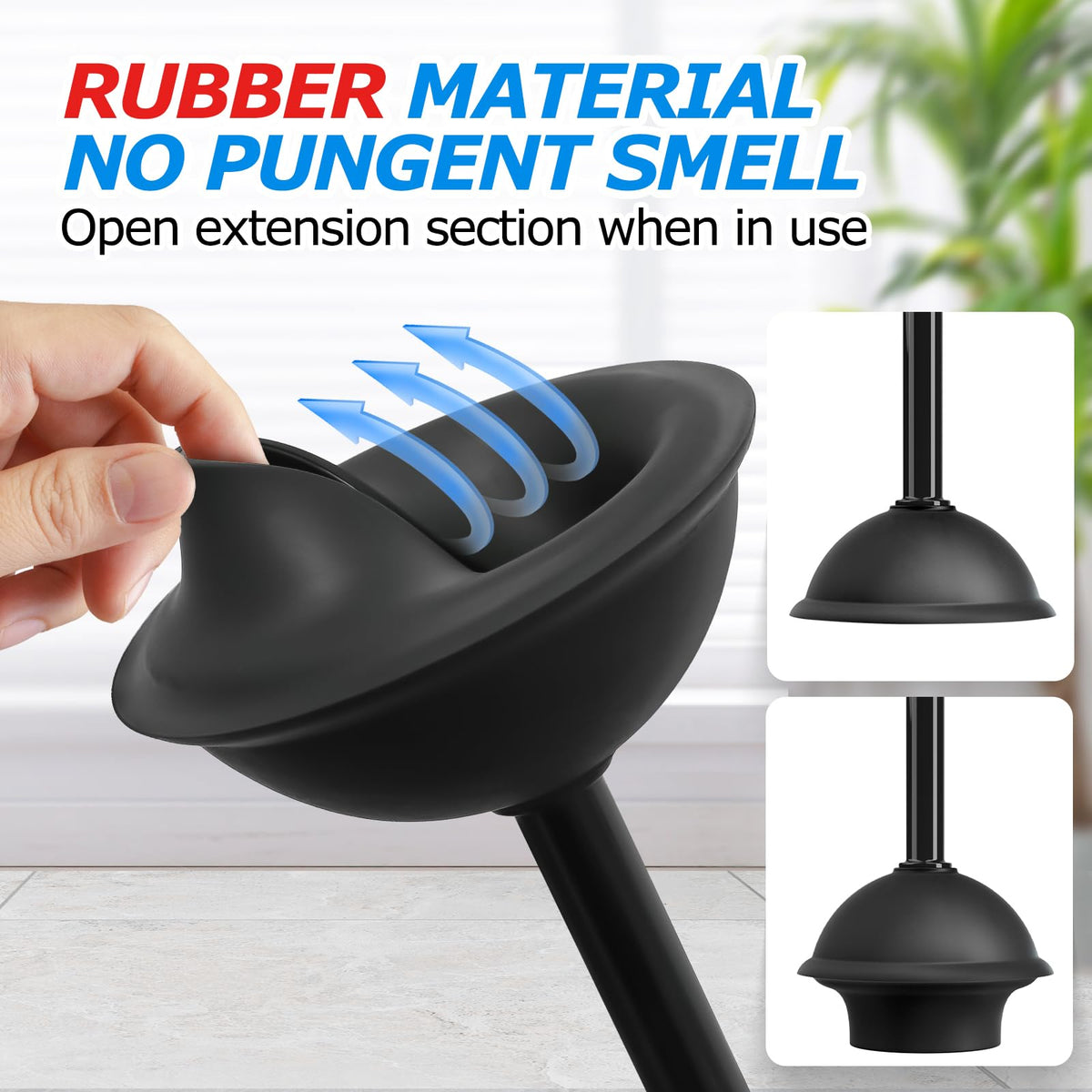 FORASTO 2 in 1 Toilet Plunger and Brush Set，Extended Handle Plunger，Toilet Bowl Brush Plunger Set,Bathroom Cleaning Tools ，Toilet Brush Plunger Combo，Cleaning Brush，Bathroom Cleaning Supplies