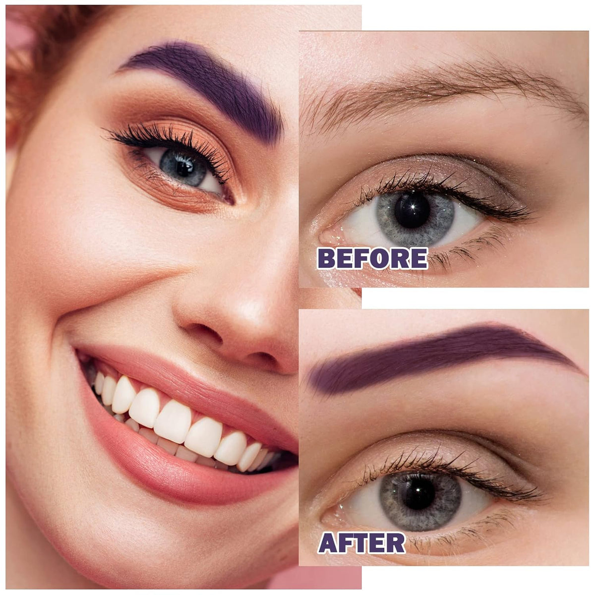 Eyebrow Pomade Cream,Brow Pomade Gel Naturally Long Lasting Waterproof,Delicate and Smooth Eye Brow Makeup Cosmetics with Eyebrow Brush - Purple