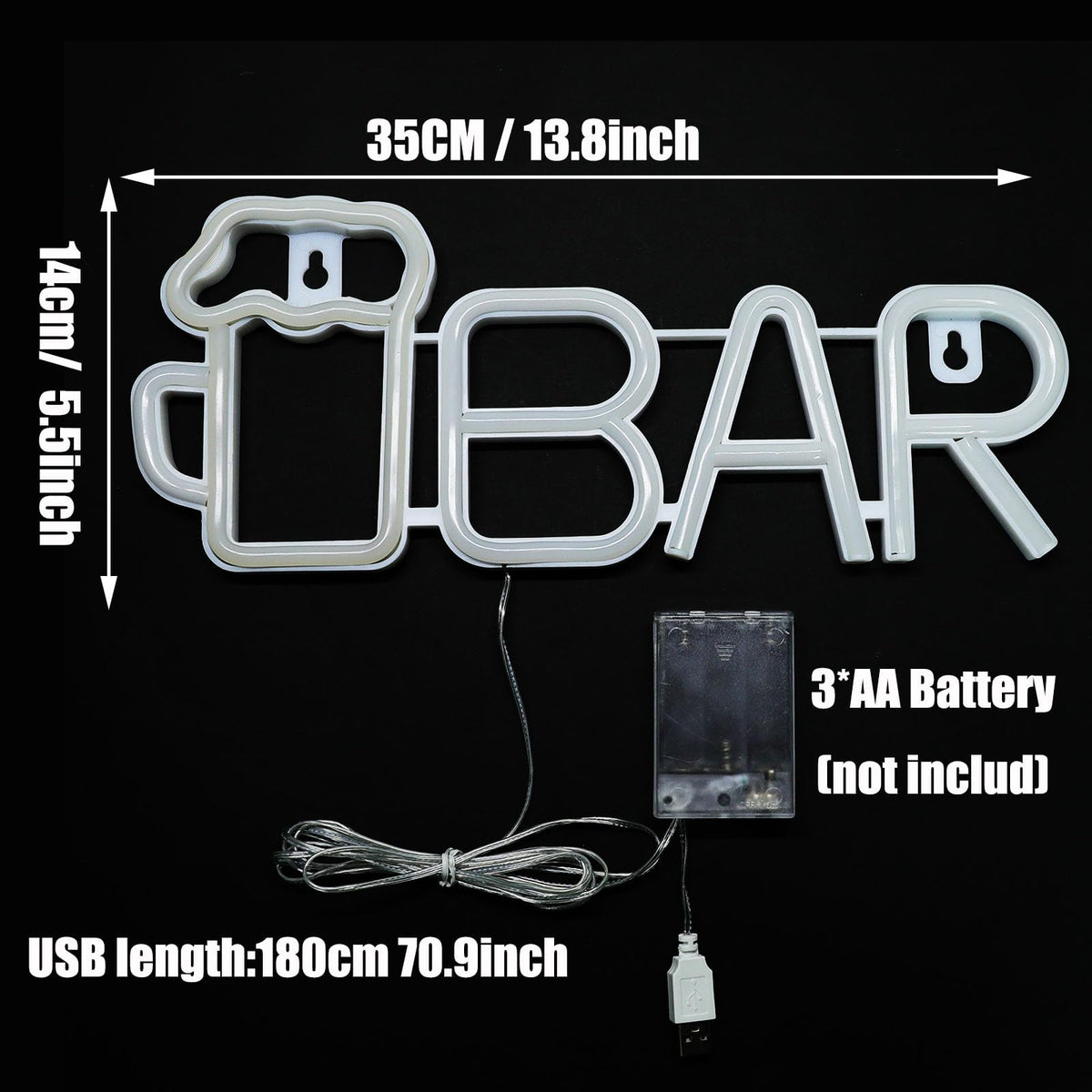 ENUOLI Neon Bar Signs,Beer LED Light for Wall Decor, USB/Battery Powered Bar Neon Signs,Beer Light for Man Cave,LED Bar Signs for Home Bar, Bistro, Party, Club, Home Theater(Pink)