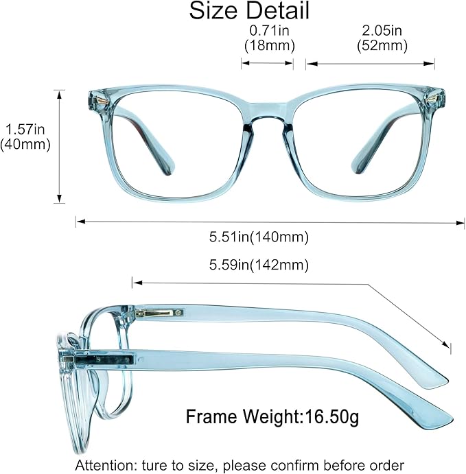 YEIN Bifocal Reading Glasses with Blue Light Blocking Lenses, Bifocal Reader for Women and Men, Vintage Square frame with Spring Hinge (+0.75/+3.50 magnification)