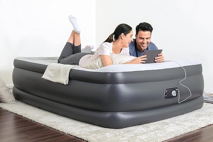 SleepLux Durable Inflatable Air Mattress with Built-in Pump, Pillow and USB Charger