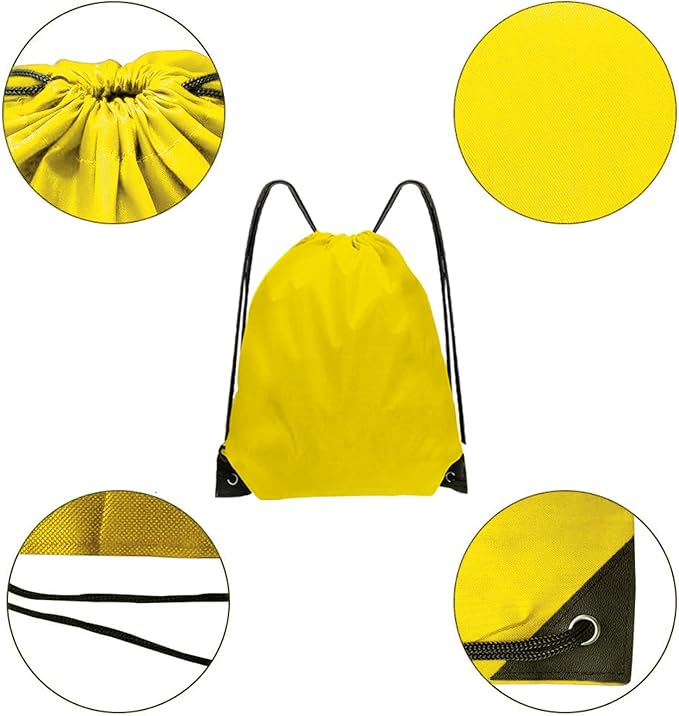 Drawstring Bags Bulk 14 Pcs Drawstring Backpack Bulk Cinch Bag Sackpack for Men Women Gym (Yellow)